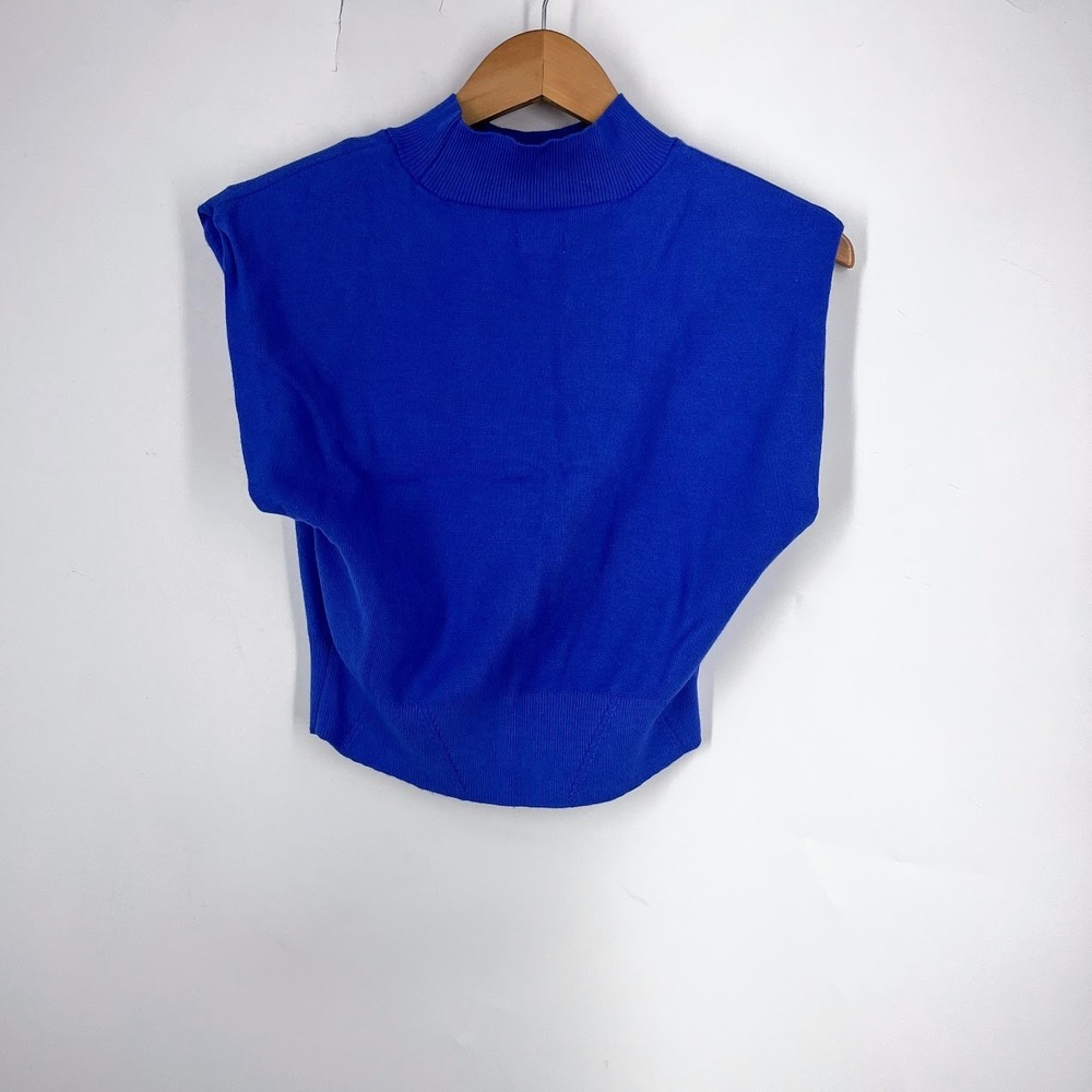 Pilcro Anthropologie Royal Blue Mock Neck Sleeveless Sweater Vest Small
